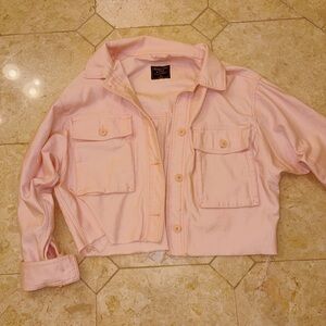 Abercrombie & Fitch Light Pink Cropped Utility Jacket